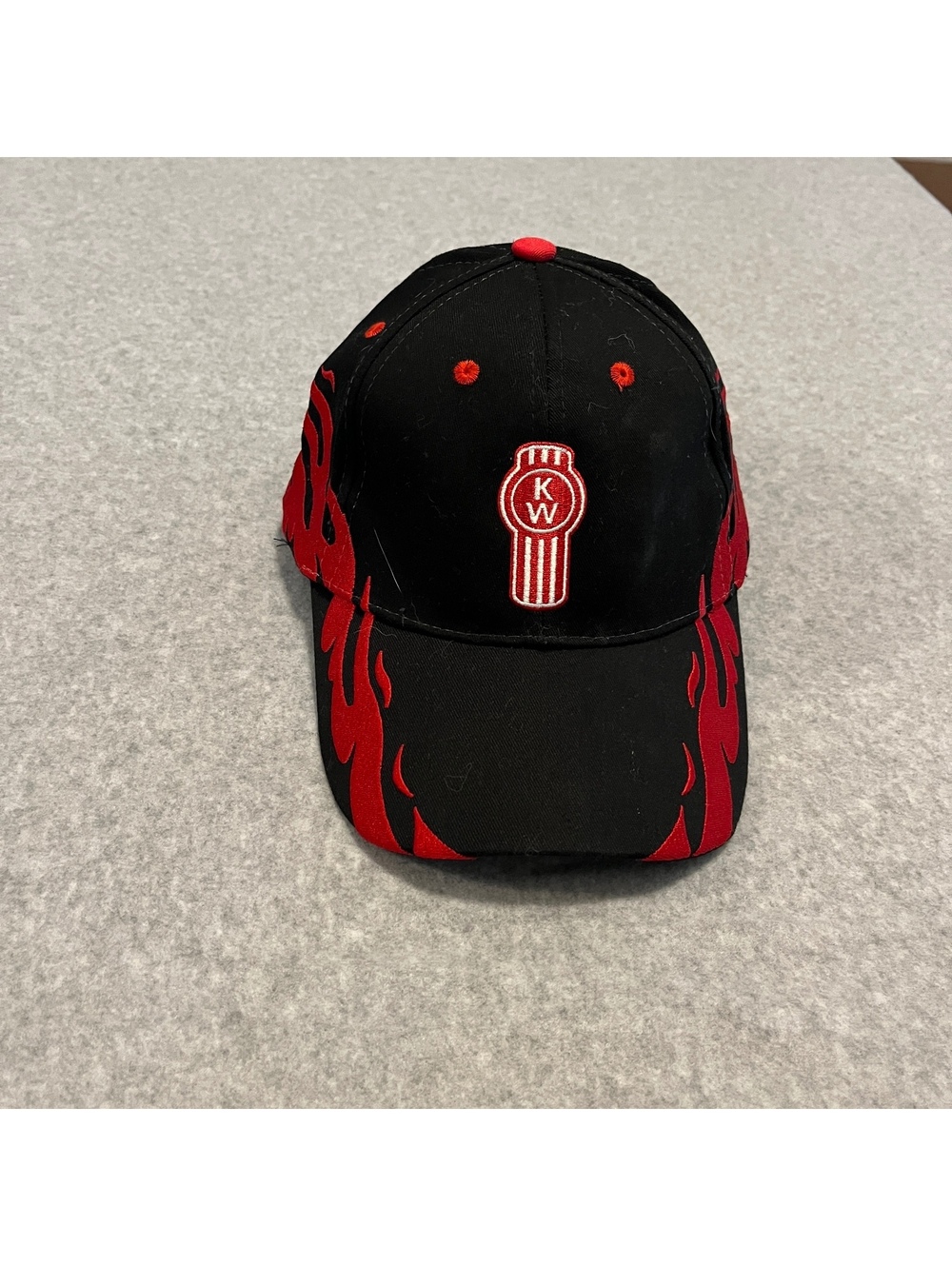 Kenworth Trucks Hat Black Red Flames Embroidered KW Logo BDA PACCAR Strapback